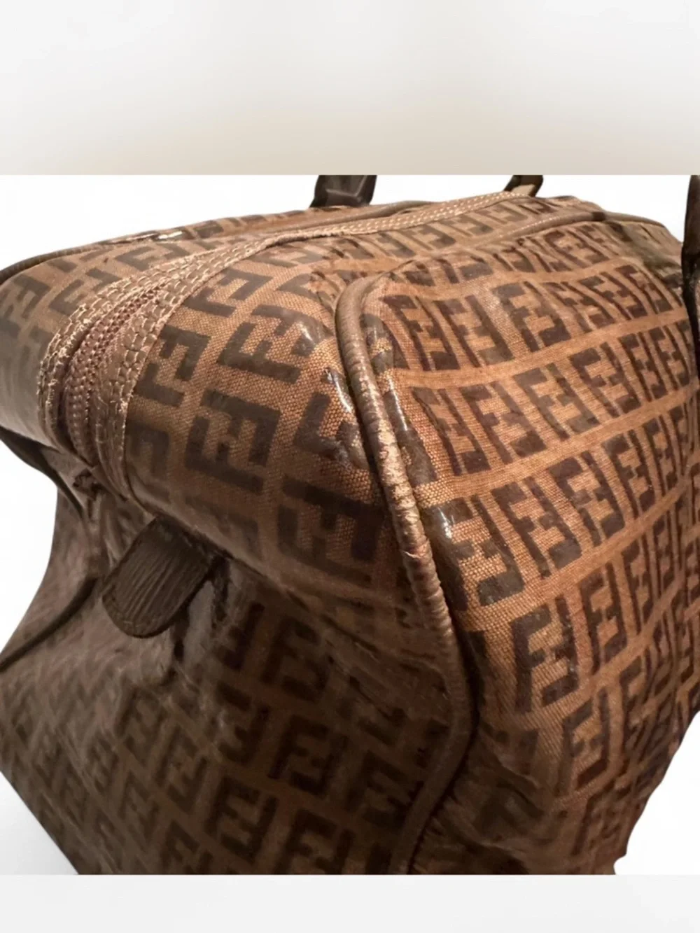 Fendi Monogram Coated Canvas Satchel in Brown and Tan - Picture 2 of 5